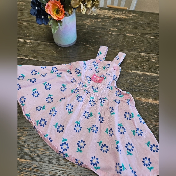 Vintage OshKosh B'Gosh Girls Flower Overall Dress Size 24m Made in USA - Picture 11 of 16
